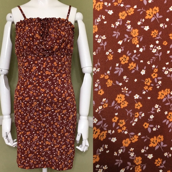 Bailey Blue Ditsy Tank Dress, Terracotta, sz M - Picture 2 of 8